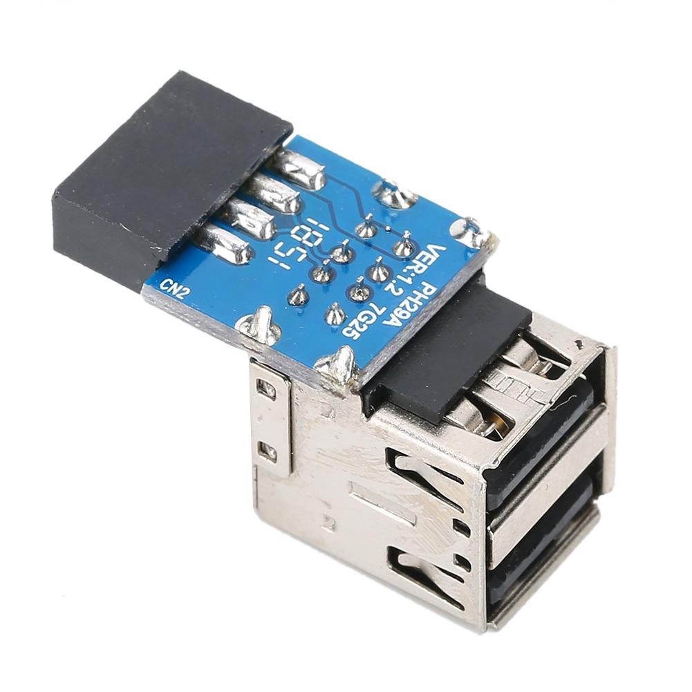 9PIN til 2 USB2.0 PC Hovedkort USB Utvidelsesadapter Datatilbehør