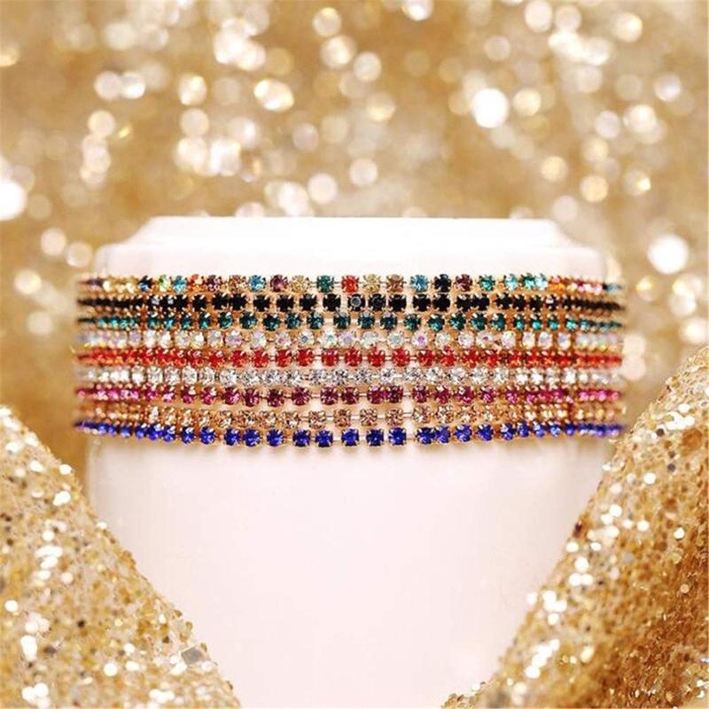 9 Pieces Multicolor Zirconia Elastic Bracelet Set Fashionable Stretch Rhinestones Handchain Jewelry for Women Girls