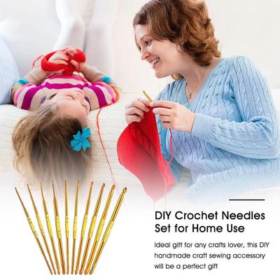 Handicraft Gold Double End Crochet Hooks Aluminum Multisize Knitting Needles Crocheting Hooks Knitting