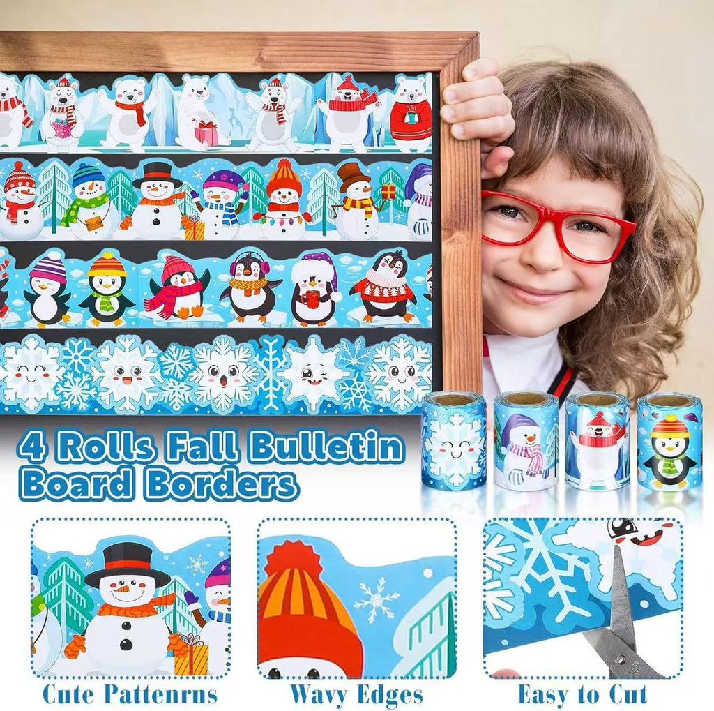 Winter Wonderland Bulletin Board Decorations: Snowflake, Snowman, Penguin, & Polar Bear for Classroom, Bedroom, Window & Door