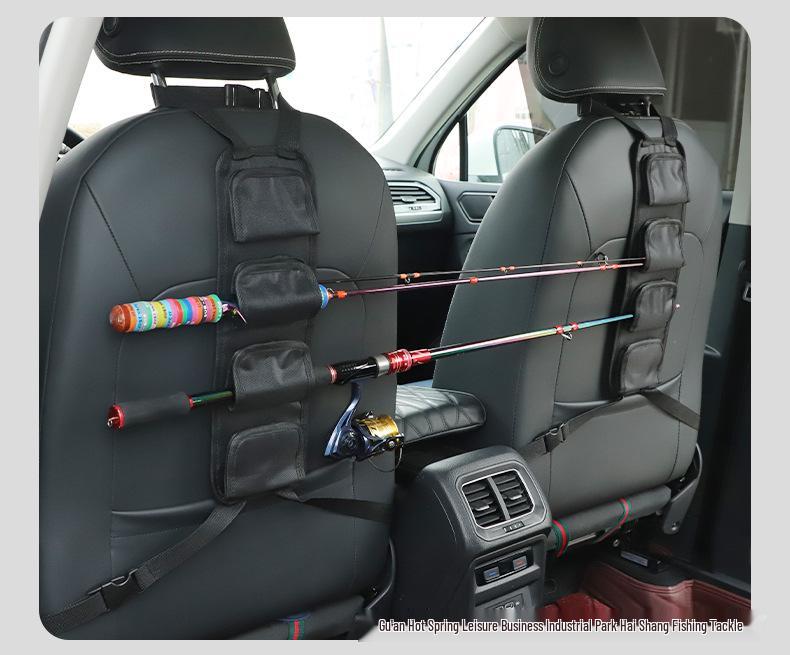 Car Rear Seat Fishing Rod Rack: Adjustable Magic Tape Straps for Storage and Fixing
