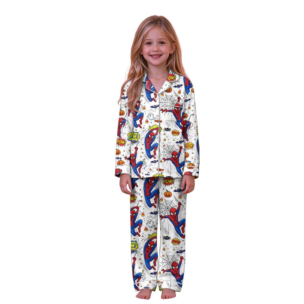 Christmas Print Family Matching Outfits with Stand Collar and Button Front for Holiday Photos