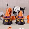 10pcs Pumpkin Halloween Candy Gift Box Ghost House Hollow Window Candy Packaging Box Black Cat Cartoon Cookie Box Bakery