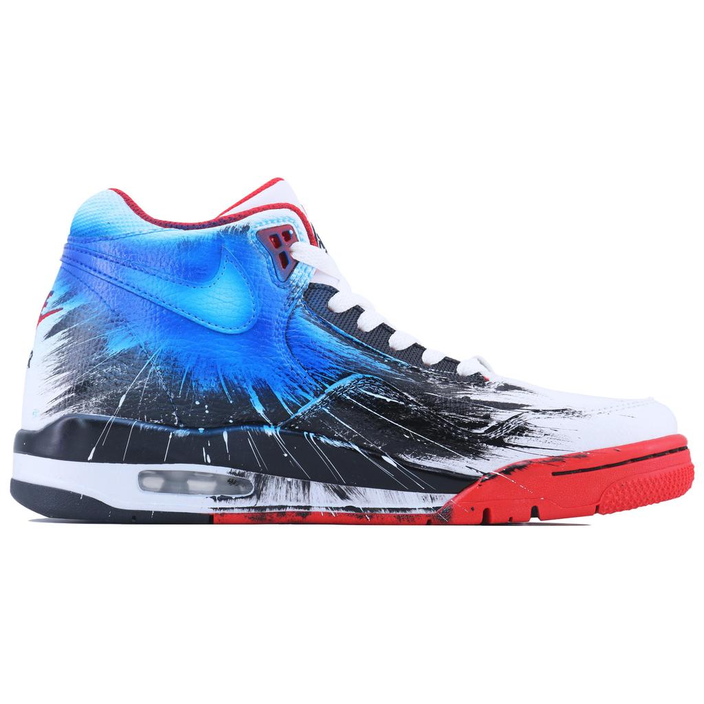 Nike Flight Legacy Quantum Graffiti Mid Top Vintage Basketball Shoes Unisex Red Blue Black BQ4212-100(Team168-)