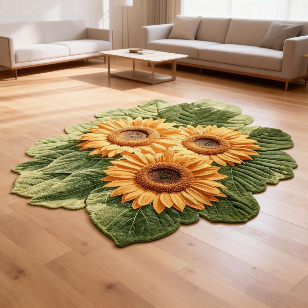 Special-shaped Sunflower Carpet Soft Bathroom Floor Mat Portable Blanket  Home Decoration