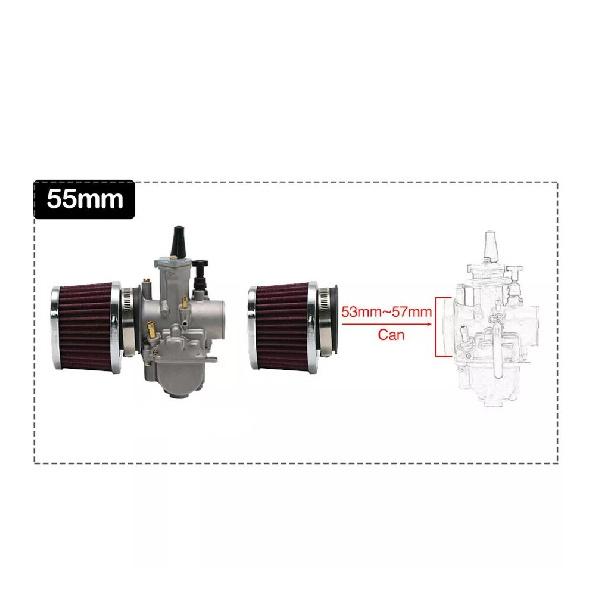 1*Motorcycle Air Filter Mushroom Head Engine Air Cleaner High Flow 55mm Clamp On
