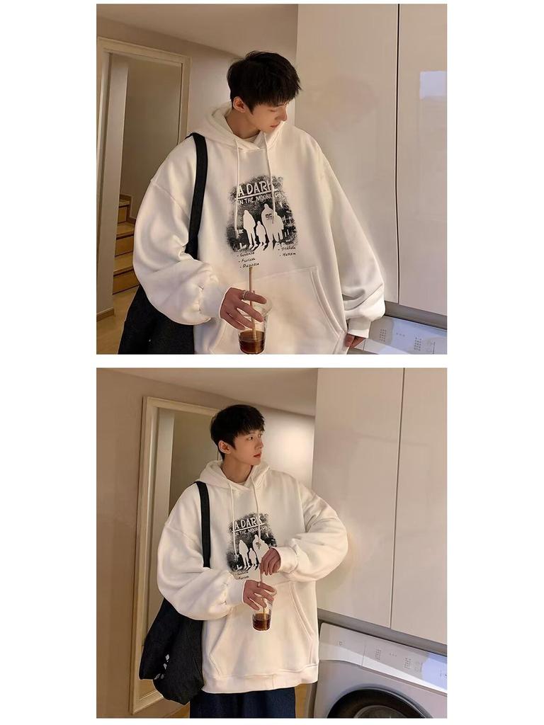 Men's Trendy Ins-Style Loose Hooded Sweatshirt, Letter Print, Versatile Jacket for Spring/Autumn 2024 Arrival.