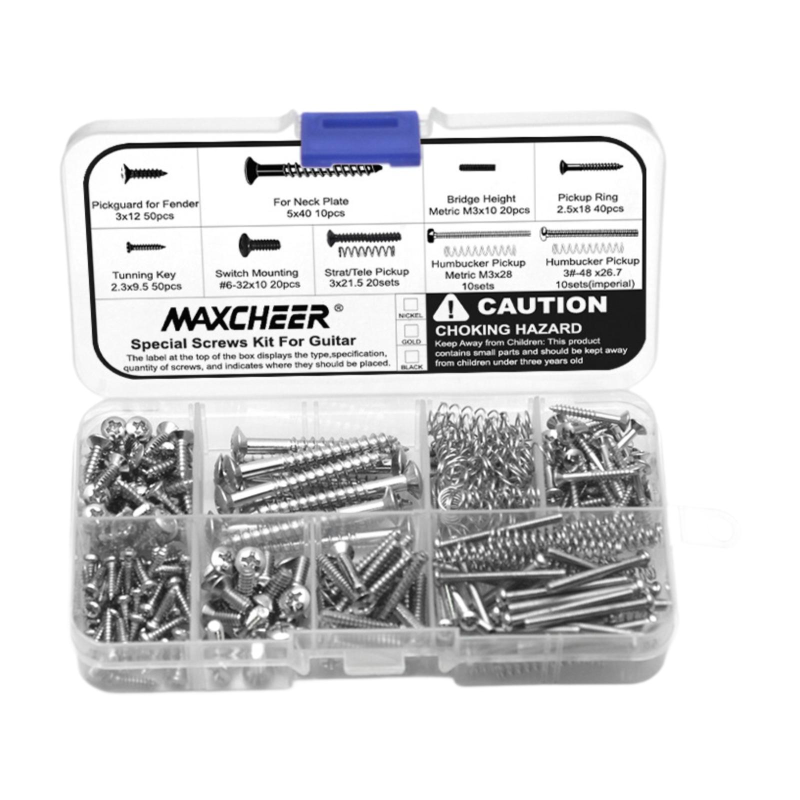 Guitar Springs Assortment Set, 9 Types Repair Fasteners Assortment, Guitar Screw Kit for Electric Guitar Bridge