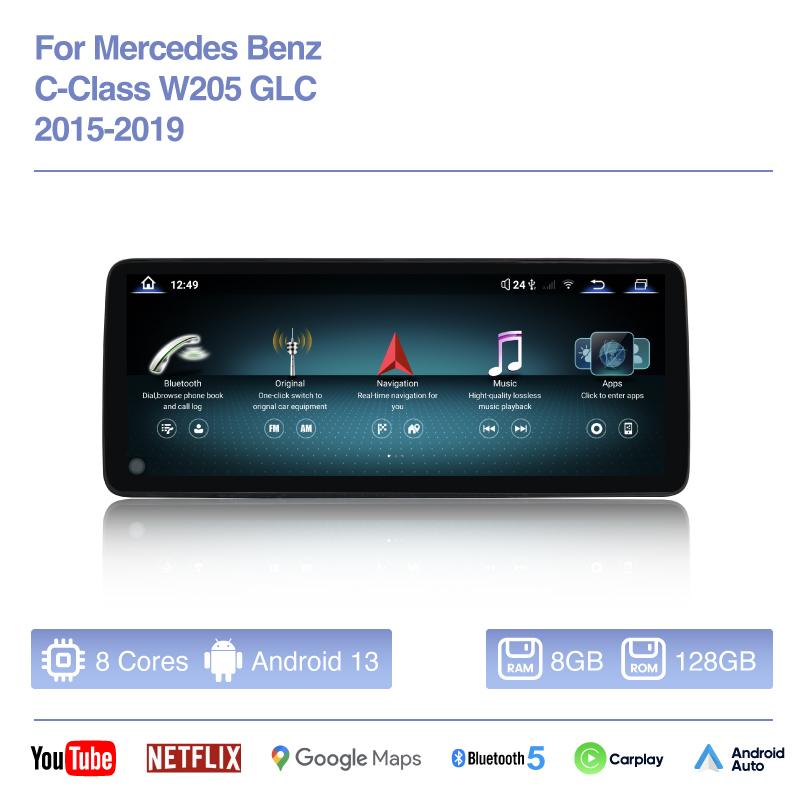 Player Multimedia Auto 12.8" Pentru Mercedes Benz C-Class W205 GLC 2015-2019 Navigație GPS Radio Android Carplay 4G WiFi Cameră 360