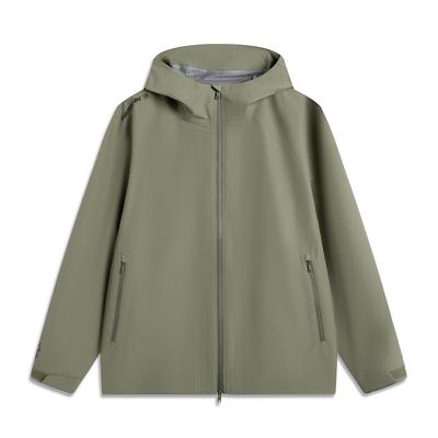 Li Ning CF Su Wan Long Jia Beskyttelsesserie Utendørs Ensfarvet Løstsittende Hettejakke med Glidelås Vindjakke Unisex Yttertøy Te-Grønn AEMV005-6