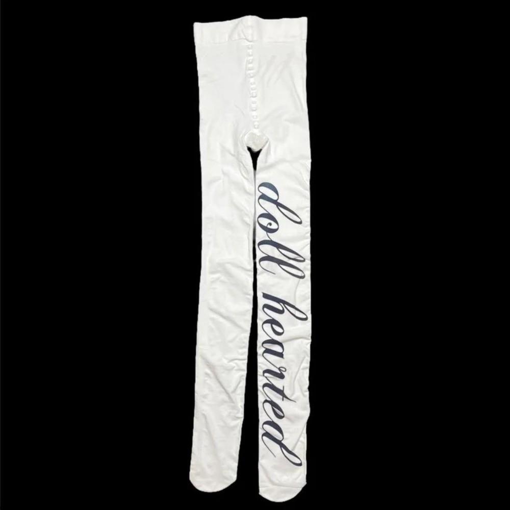 Slightly Transparent Y2K Stockings Letter Printing Gothic Stockings New Pantyhose JK