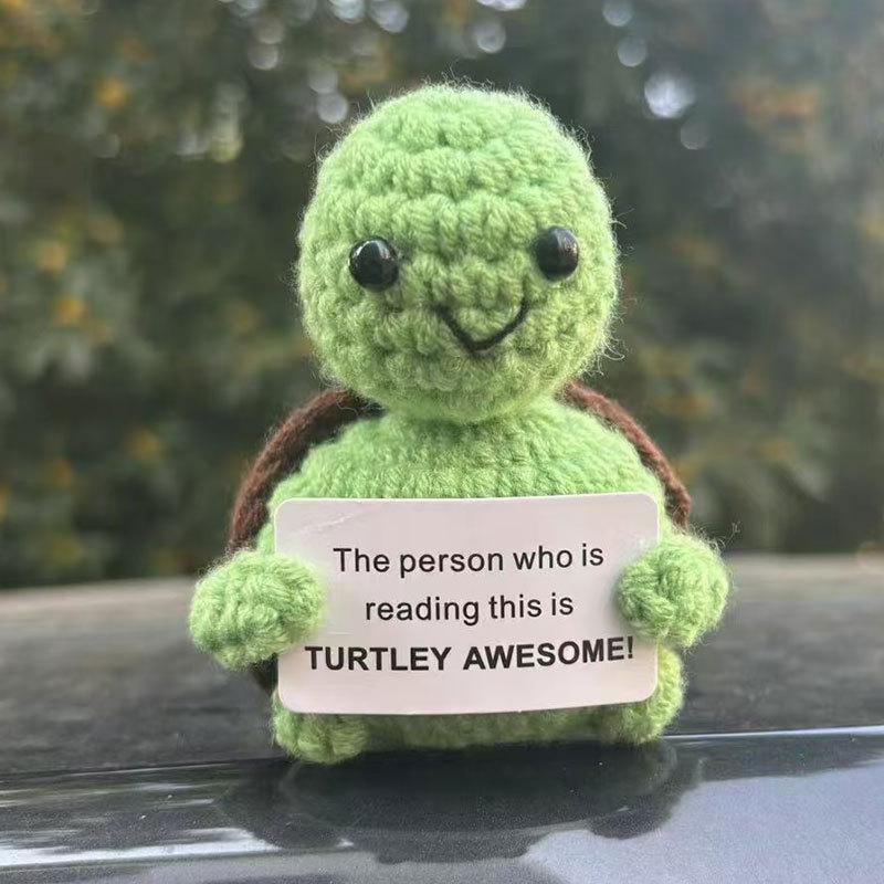 Cute Positive Energy Duck Positive Knitted Doll Crochet Emotional Support Duck Bookshelf Office Decor Gift