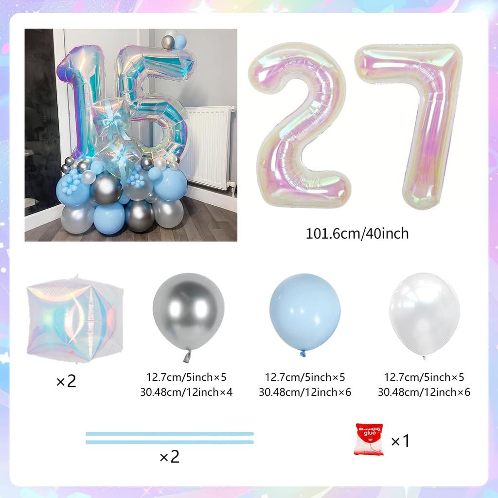 Colorful Rainbow Balloon Set Digital Transparent Colorful Aluminum Film Balloon Commemorative Day Birthday Party Decoration