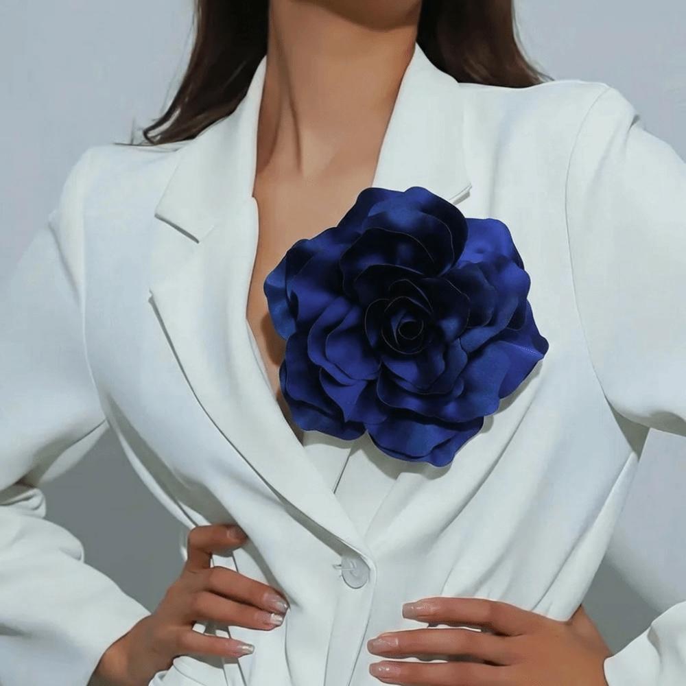 Cloth Art Handmade Satin Big Rose Flower Brooch Dress Suit Corsage Wedding Party Jewelry