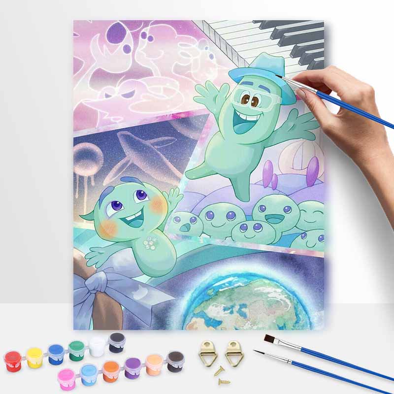 Disney Oil Painting Art Painting Set Home Wall Decor Handmade Gift Featuring Soul Characters & Earth Elements, Creative Art Craft Idea