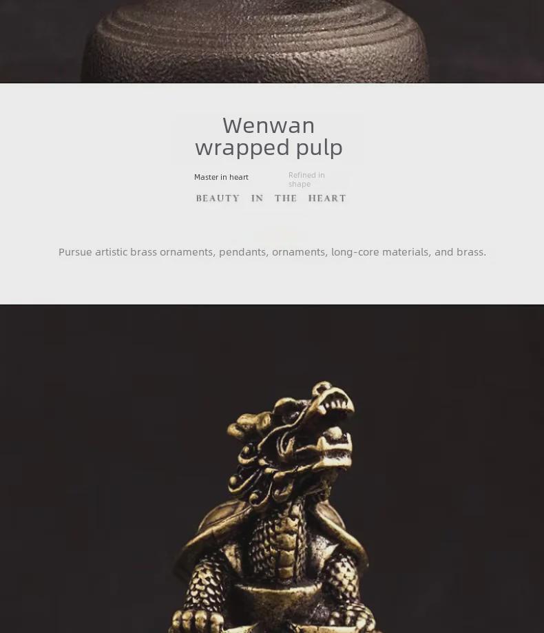 Brass Dragon Turtle Ornament - Mother Turtle with Dragon Head for Home or Office Decor, Desktop Decoration, Fortune Gift
