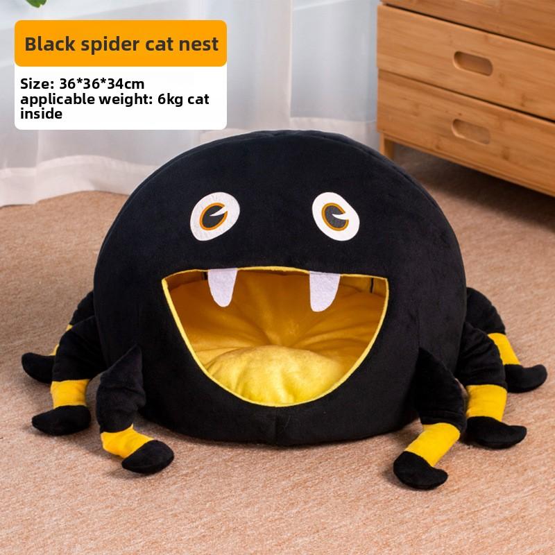 

Halloween Spider Cat s House Cute Semi-closed Bed Cats Warm Safe Comfortable Pet House for Cats Kitten Dog s Nest Pet Supplies 36CMx36CMx34CM чёрный
