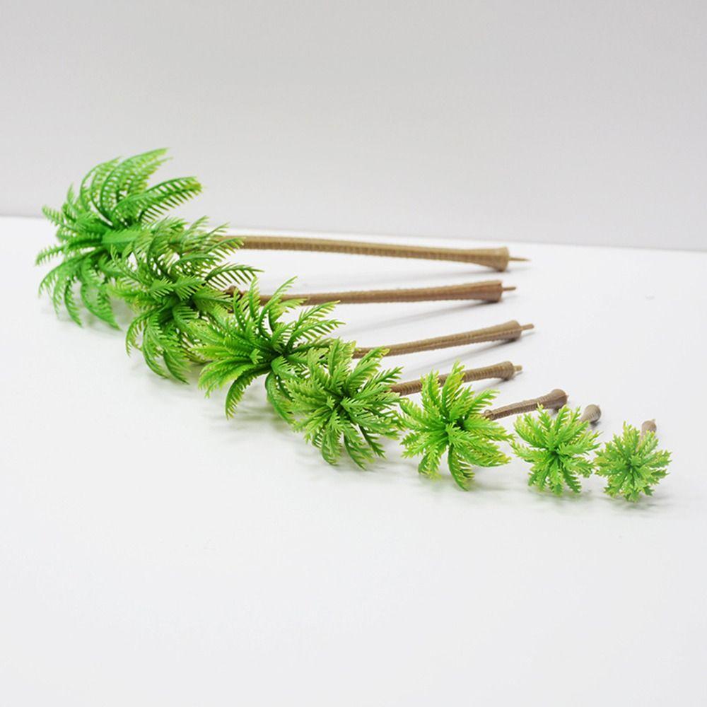5Pcs Plastic Coconut Palm Tree Miniature Artificial Coconut Palm Ornaments  Desktop Decoration