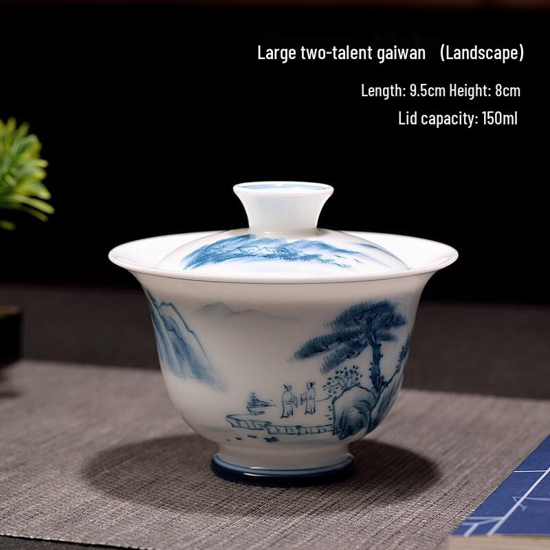 Hand-Painted Ceramic Gaiwan Tea Bowl