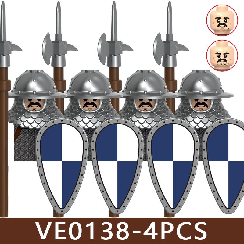 Castello Medievale Cavalieri Soldato Figure Blocchi da Costruzione Fanteria Legione Impero Guerriero Arco Spada Casco Milizia Mattoncini Giocattolo Regali