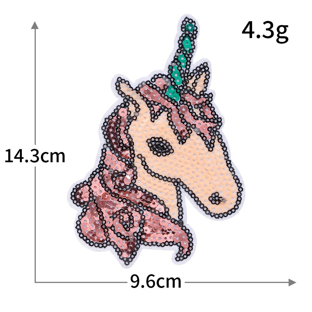Sequin Pegasus Unicorn Computer Embroidery Cute Cartoon Pony Embroidery Cloth Sticker Clothes Decoration Badge Sticker