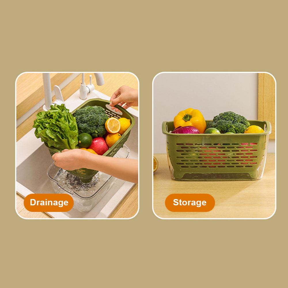 Pure-Color Double Layer Plastic Drainer Basket Practical Lettuce Leaf Drainer Tool For Vegetable Washing