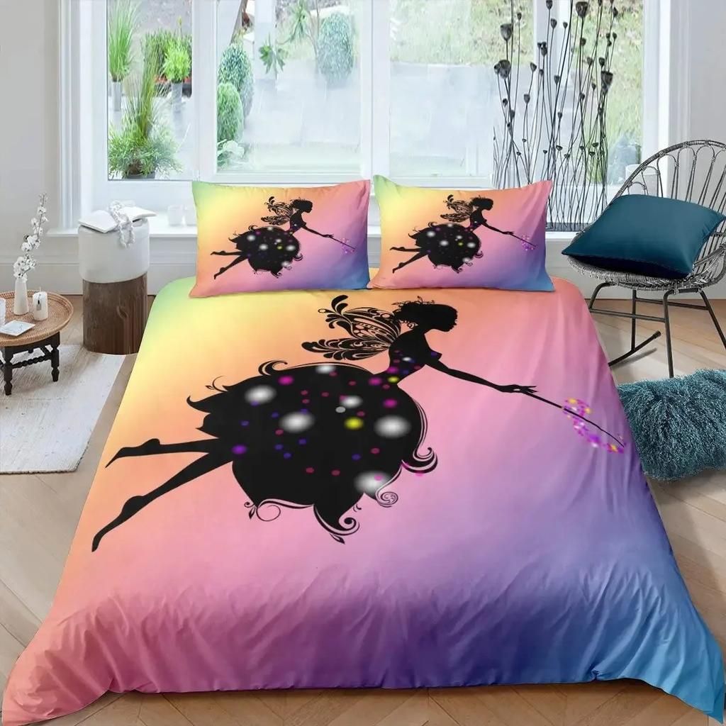 Romantic Style Duvet Cover Set Fairy Girl Bedding Set,Girls Women Couple Flying Butterflies Decor Fantasy Pink Comforter Cover