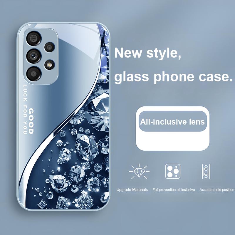 Barevný diamantový gradient pro Samsung Galaxy S23 U Ltra 24 Plus S20 21 FE S25 Ultra A70 A72 73 51 52 53 Tvrzené sklo Obal na telefon