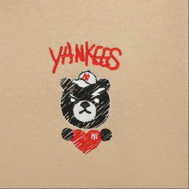 New MLB Frown Bear Series Sweatshirt Unisex Khaki 31HDC2111-50B