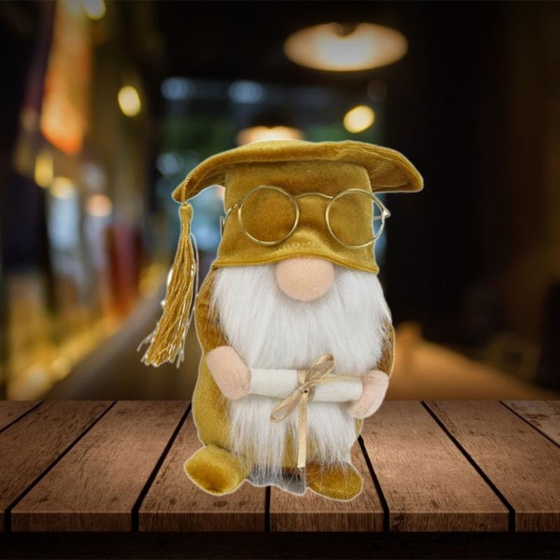 Graduation Season Gnome Scholarly Doctorial Hat Decorative Hat Face less Doll Decorations for Holiday Party Decorations