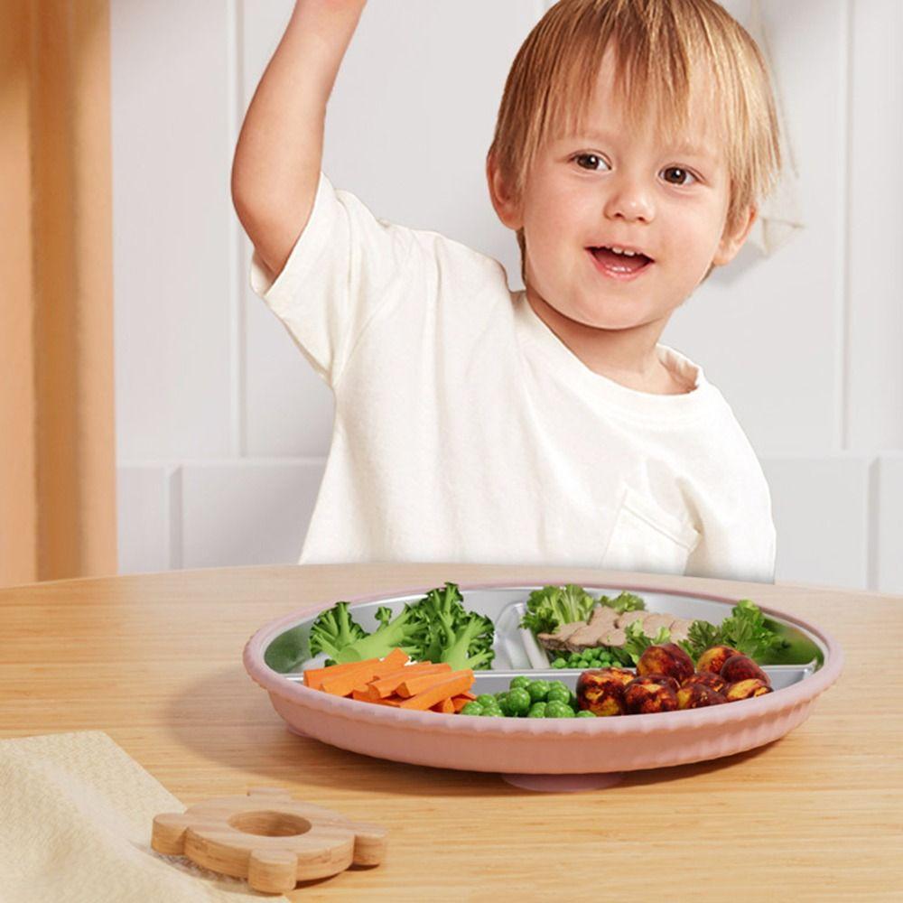 Detachable Baby Sucker Dining Plate 304 Stainless Steel Kids Feeding Bowls For Toddlers