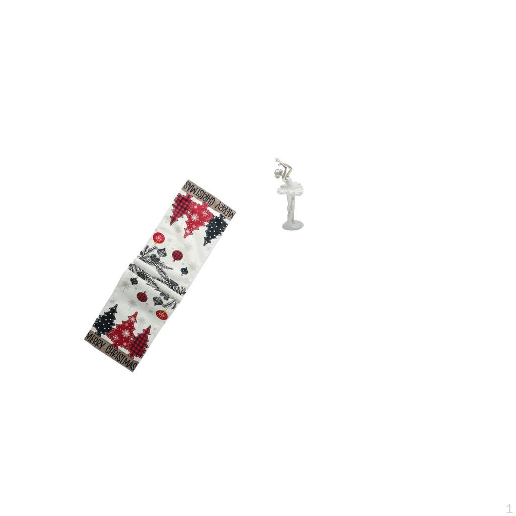 Festive Winter Table Runner with Dancing Ballerina Figurine Art Sculpture for Holiday Coffee