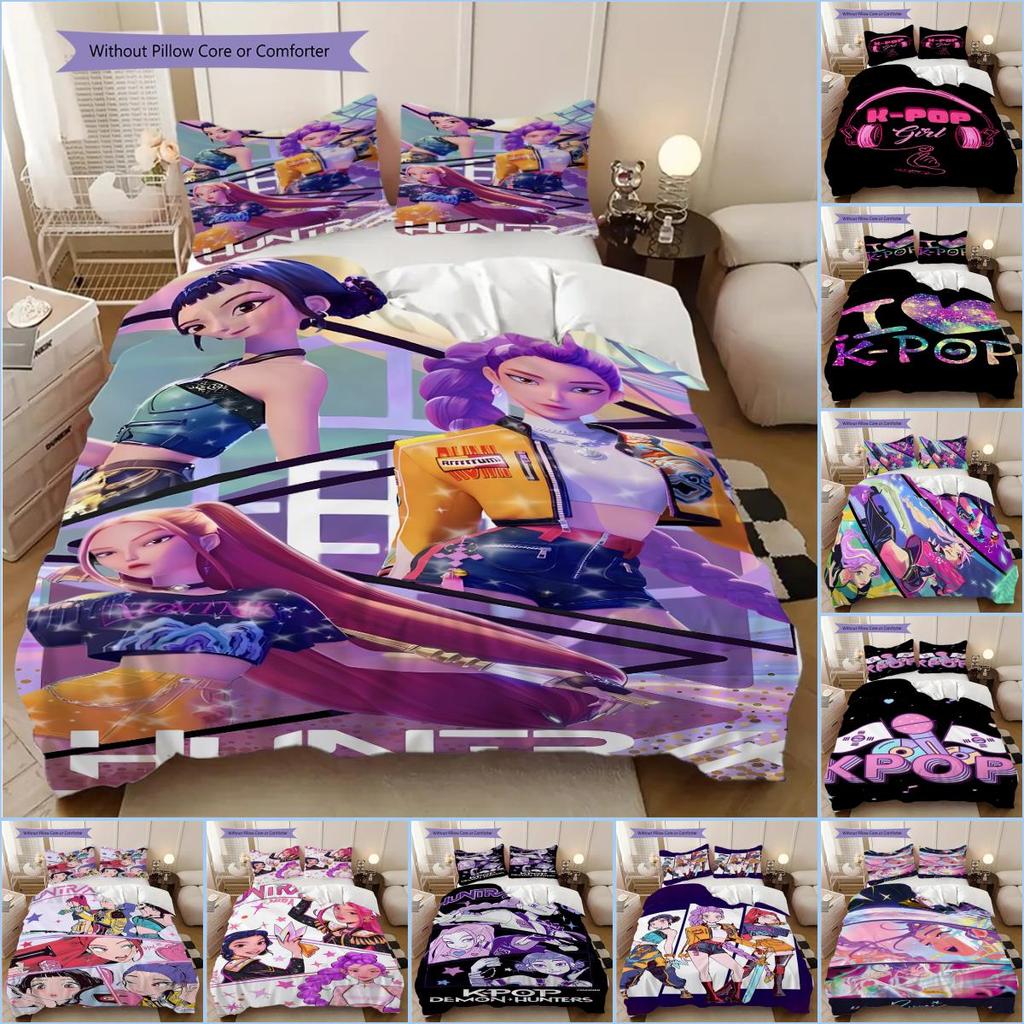 K-pop Devil Hunter Panel Comics bedding, duvet cover, pillowcase, home decoration, birthday gift (1 * duvet cover+2 * pillowcase, coreless)