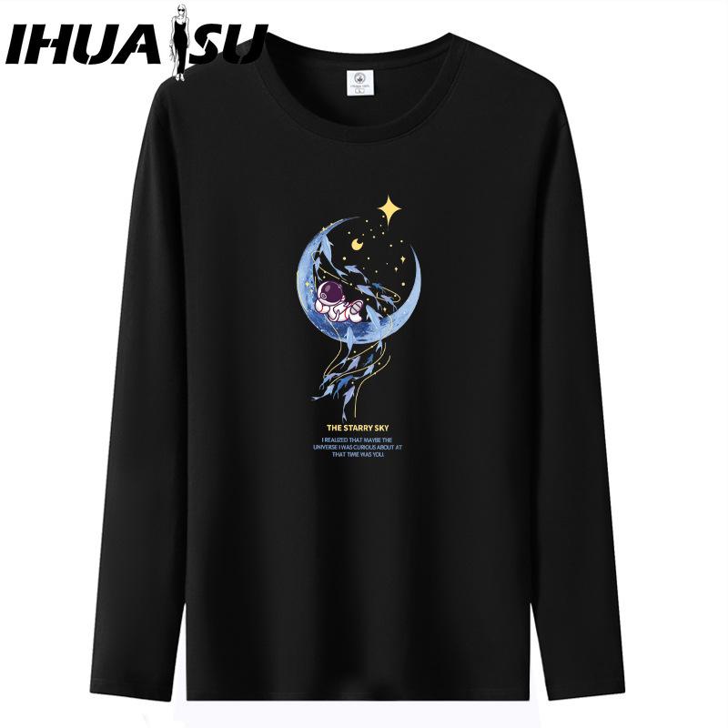 IHUASU Frühlings- und Herbst-Herren Langarm-T-Shirt Herren O-Ausschnitt Unterhemd