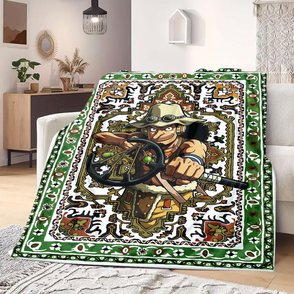 OnePiece Anime Print Blanket Warm  Comfortable Flannel Blanket Suitable for Bedrooms, Sofas, Beds, Chairs, Picnics, Travel