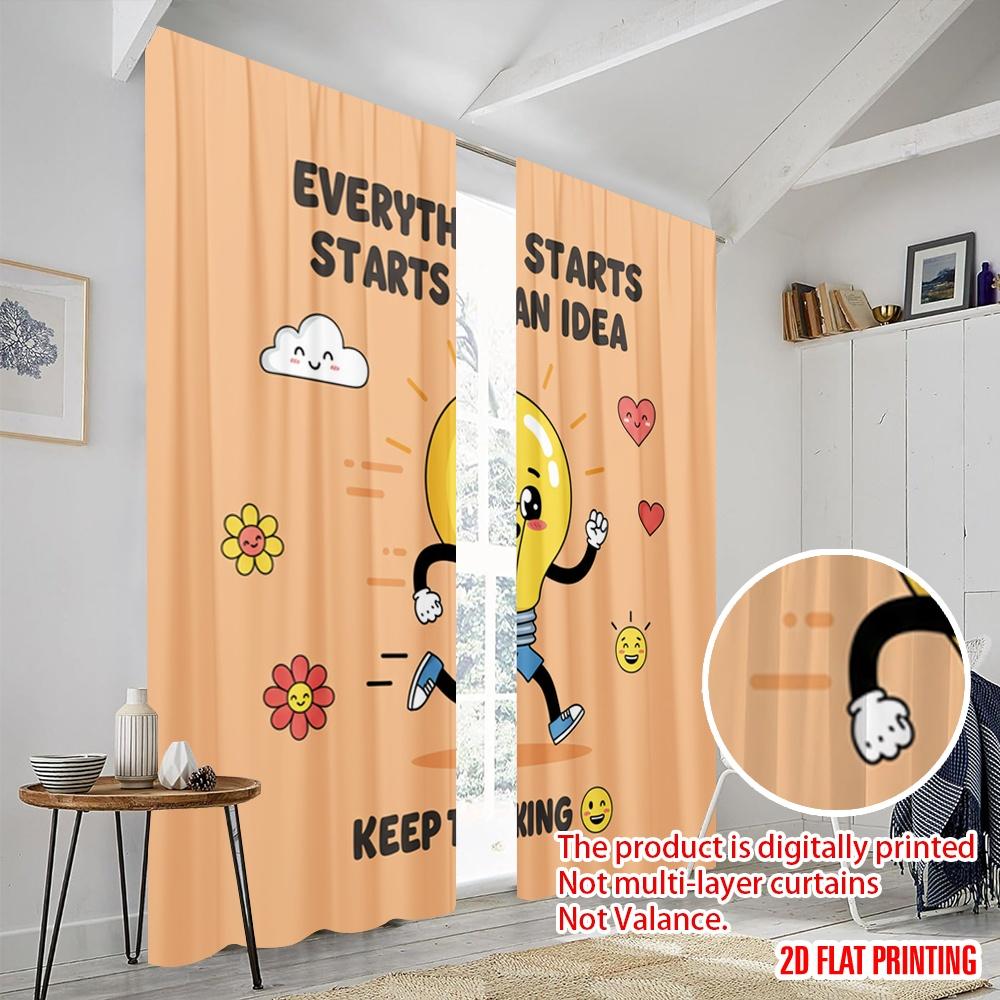 2 Stück 2D Flachdruck Vorhänge Kreative Idee Glühbirne Stoff Ohne Strom Partydekorationen Perfekt für Raumdeko
