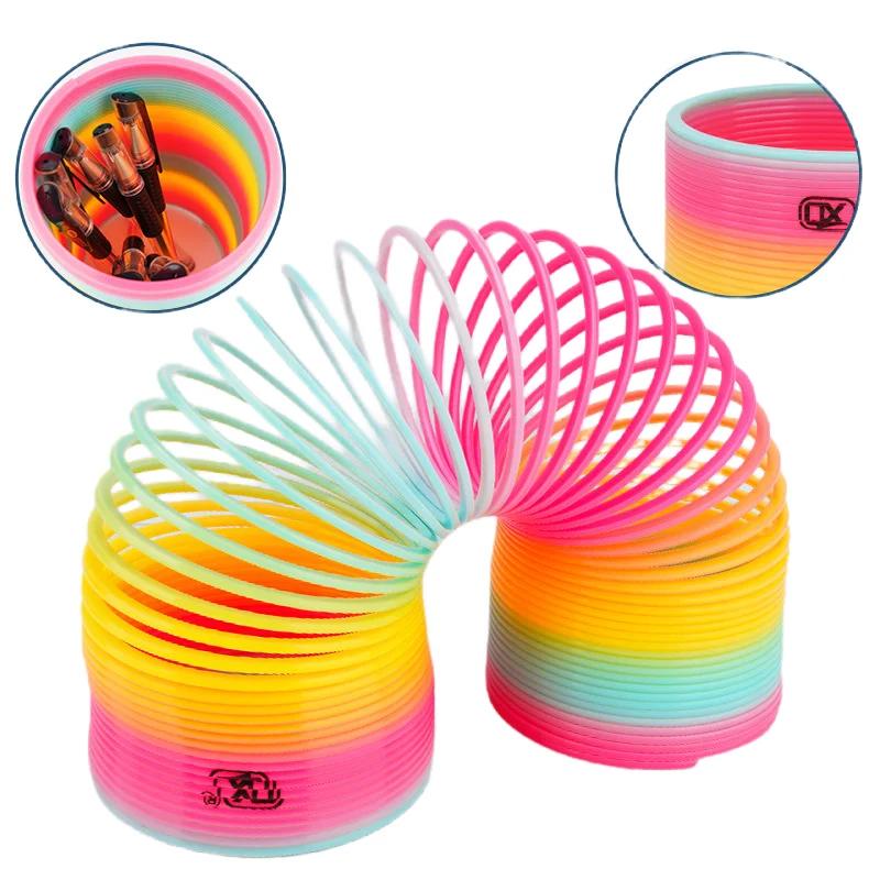 Rainbow Circle Fun Folding Toy Material Spring Coil Children's Creative Magic Party Party Funny Tool Colorful Elastic Pen Holder