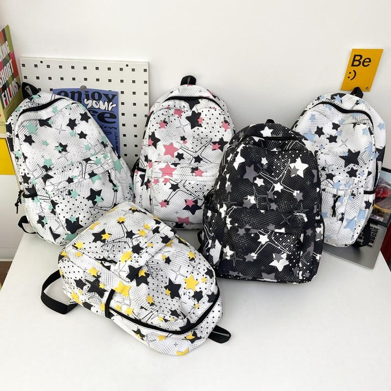 Schulrucksack für Studenten mit Sternenprint, Batik-Rucksack, große Kapazität, Graffiti-Campus-Rucksack