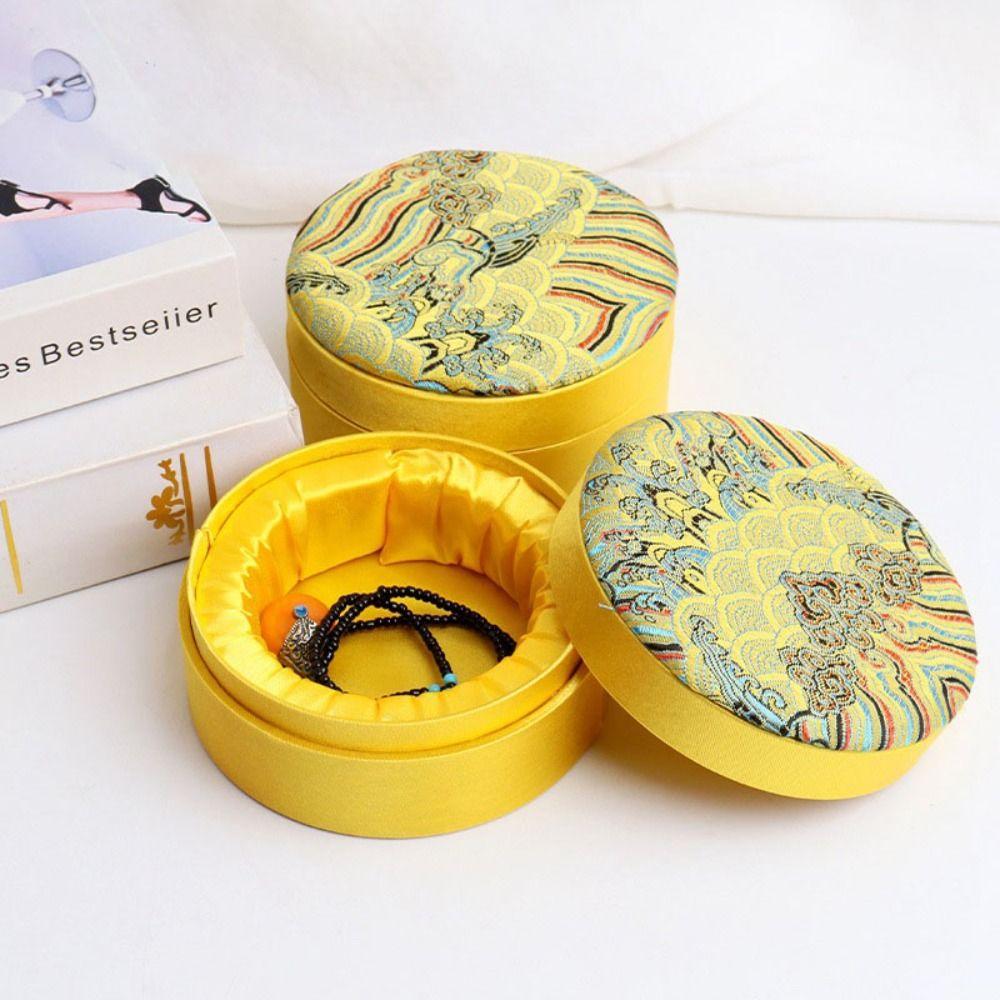 Linen Jewelry Storage Organizer Chinese Cultural Bracelet Box Bracelet Case Living Room