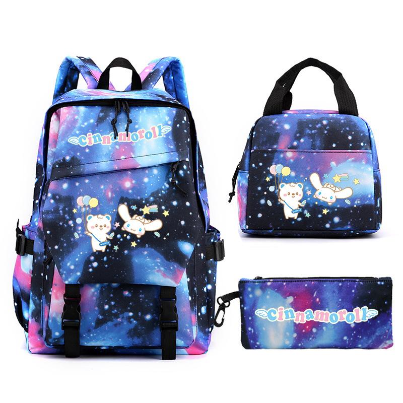 Cartoon Puppy Printed Schoolbag Set Backpack + Lunch Bag + Pencil Case Three-Piece Set