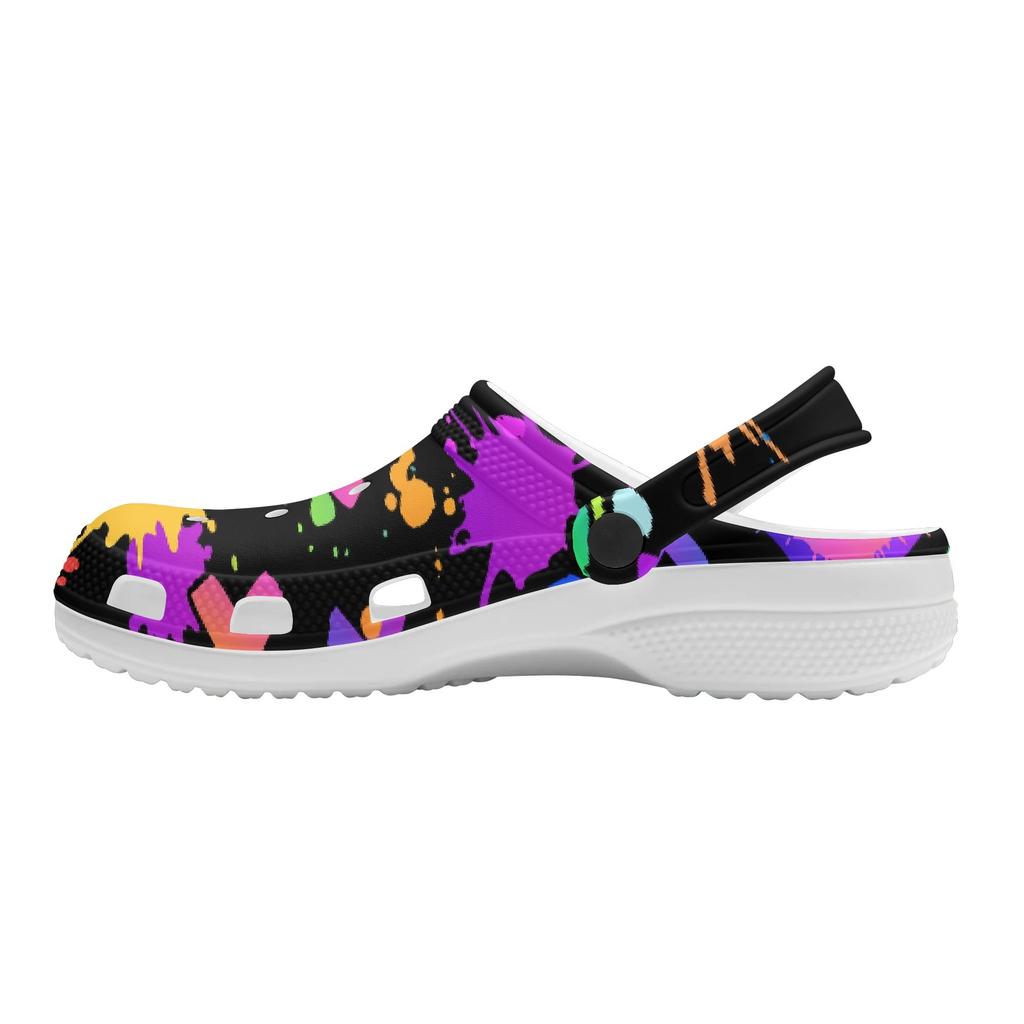 White EVA Clogs with Moon Star Print, Lightweight Slip On Garden Shoes, Breathable Beach Sandals, Indoor Outdoor Slippers for Men Women