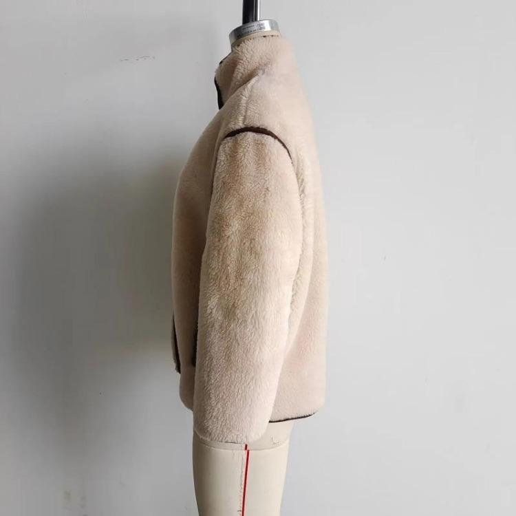 Winter Warm Fleece Jacket Women Casual Loose Coat High Collar Button Zipper Outerwear Fashion Thick Coat