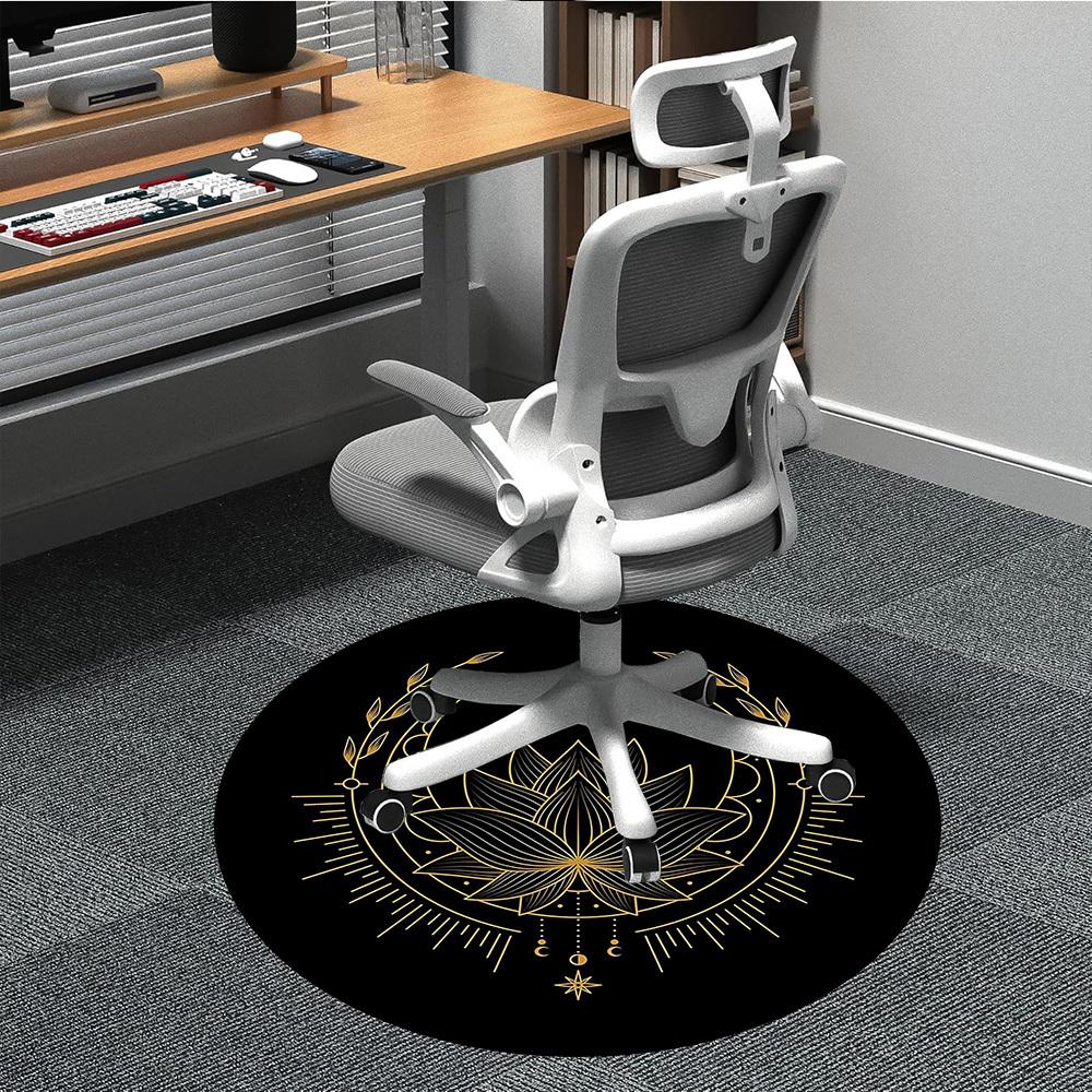 1pc Lotus Moon Office Round Area Rug, Indoor Mat Suitable For Office, Under Office Chairs Bedroom Living Room Home Decor, Room Deco 155