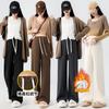 1/1081 Maternity Straight-leg Pants Casual Winter Velvet Thickened High-quality European Cotton Velvet Belly Pants Wide-leg Pants