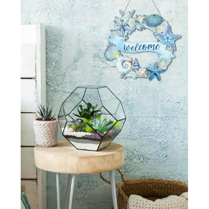 Putuo Decor Beach Wreaths - Ocean Welcome Sign, Wood Material, Summer Beach Decor for Front Door, Sea Turtle Design