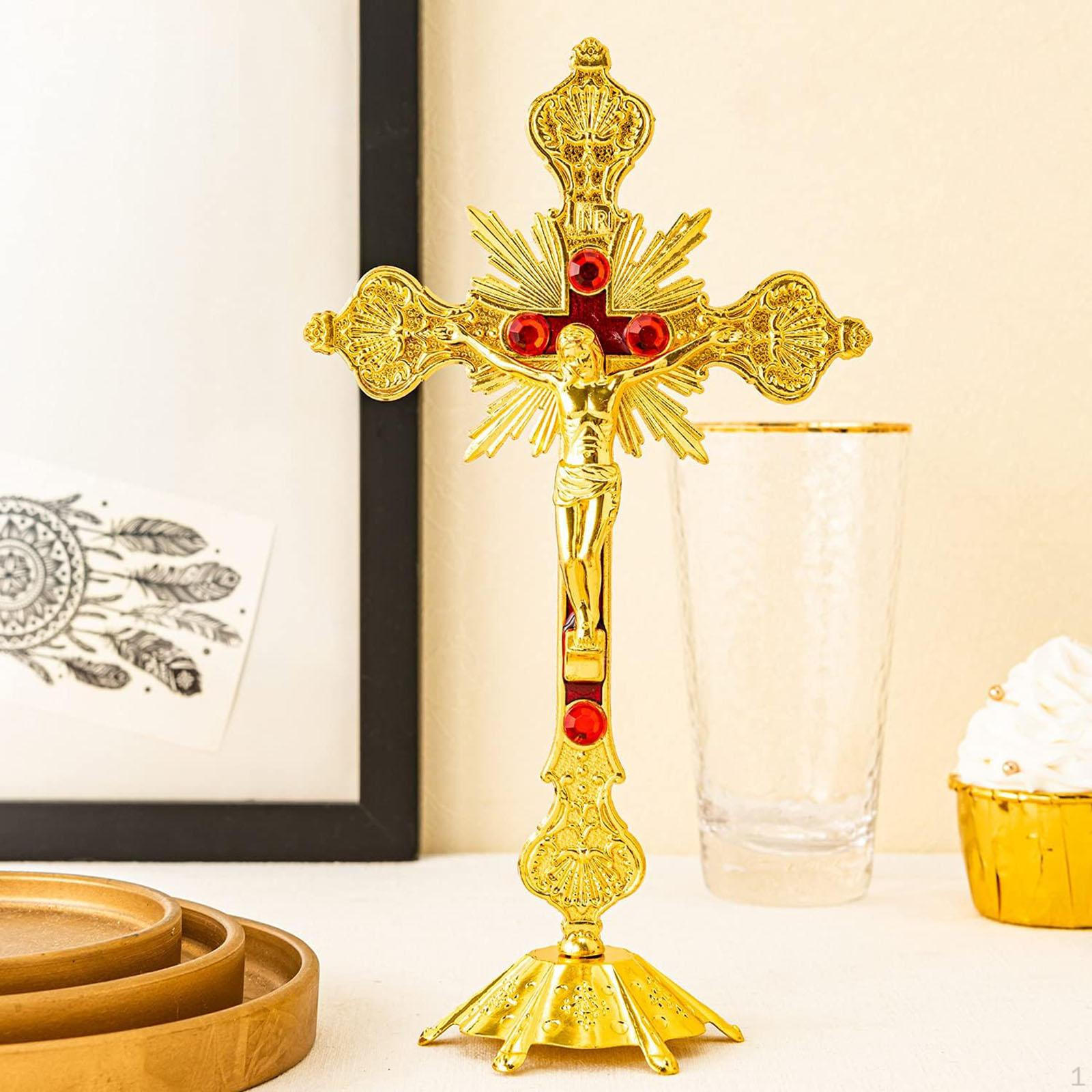

Стоящий распятие Иисус на кресте статуя, фигурка, настольный крест, с подставкой для золотой