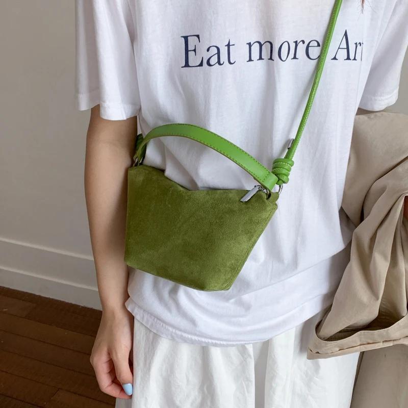 European American Retro Bucket Bags Fashiable Small Tote Bags Premium Solid Color Simple Bags New Niche Frosted Underarm Bags