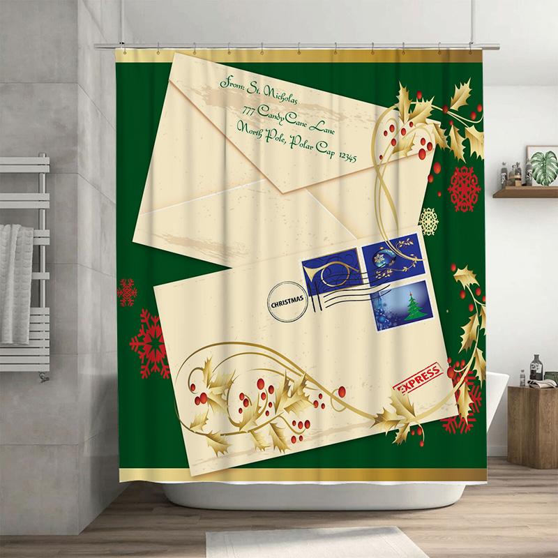 

Tu Christmas Shower Curtain Holiday Festive Xmas Bathroom Decor Holiday Decor Santa Claus Pattern Waterproof Fabric W60H190(CM)-1 Pcs
