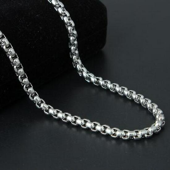 Men's Stainless Steel Pearl & Titanium Clavicle Necklace - Square Chain Design