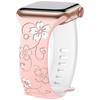 Compatible with Apple Watch: Laser Engraved Two-Color Floral Butterfly Silicone Strap with 3D Design